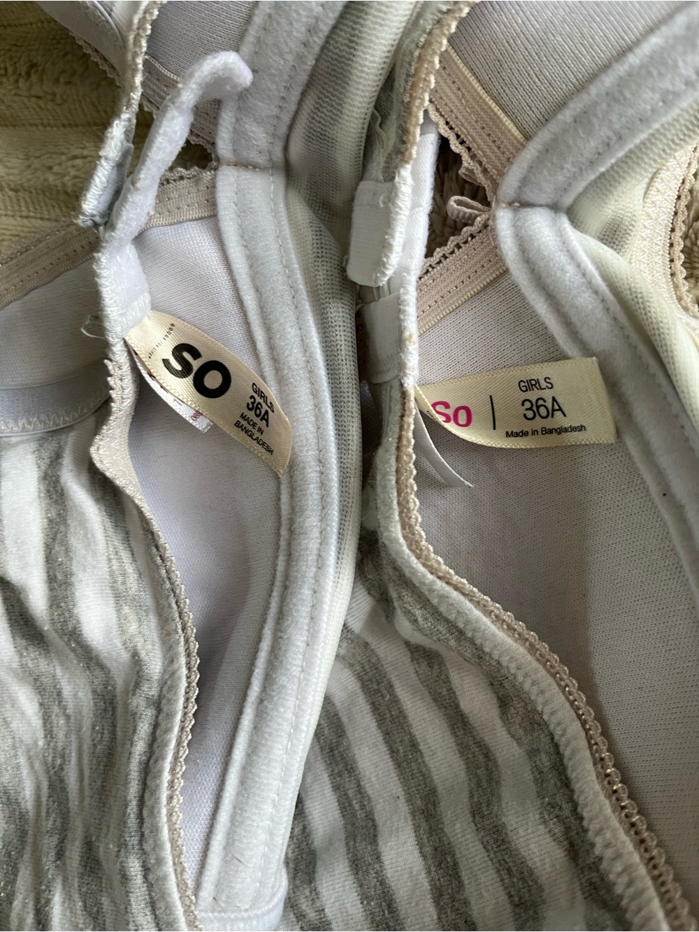 SO Soft Nude & Light Gray Striped and nude Wireless Bras - 36A - Picture 4 of 7